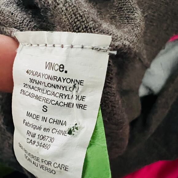 Vince Over Size V Neck Knit Pocket Tee Knit 3/4 Sleeve Casual - S - Picture 5 of 6